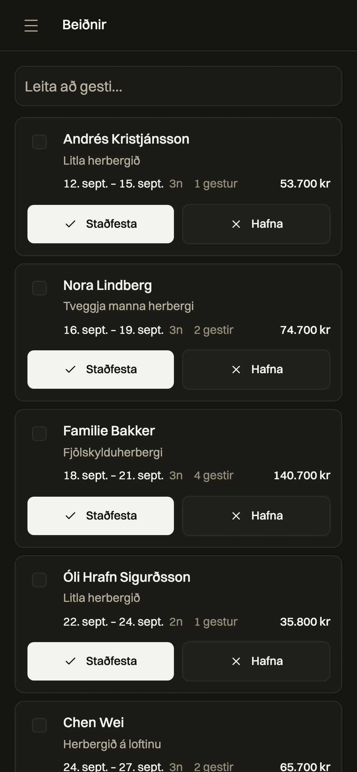 Beiðnir í símanum